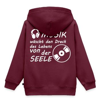 Musik waescht den Dreck des Lebens von der Seele h - Kinder Premium Organic Hoodie - Burgunderrot - Hinten - AI Model Kid Female (0cm)