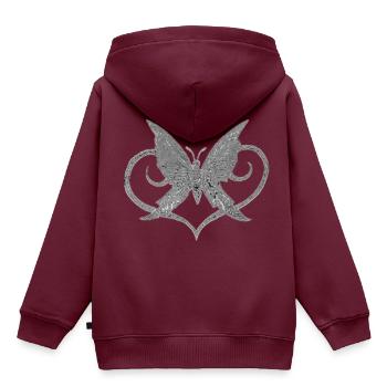 Schmetterling Herz Chrom butterfly heart chrome - Kinder Premium Organic Hoodie - Burgunderrot - Hinten - AI Model Kid Female (0cm)