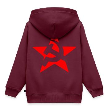 Soviet hammer and sickle, Hammer und Sichel - Kinder Premium Organic Hoodie - Burgunderrot - Hinten - AI Model Kid Female (0cm)
