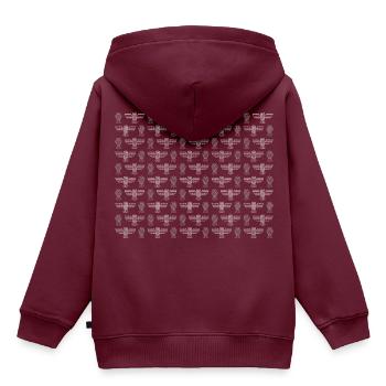 Eulen Muster - Kinder Premium Organic Hoodie - Burgunderrot - Hinten - AI Model Kid Female (0cm)