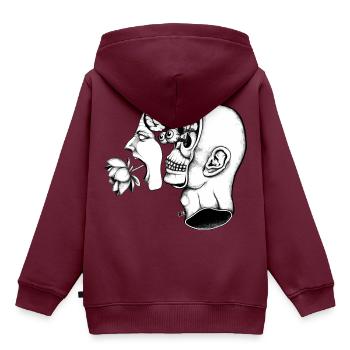 Geteilter schreiender Kopf - Kinder Premium Organic Hoodie - Burgunderrot - Hinten - AI Model Kid Female (0cm)