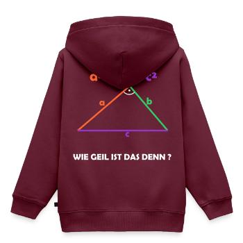 Pythagoras - Kinder Premium Organic Hoodie - Burgunderrot - Hinten - AI Model Kid Female (0cm)