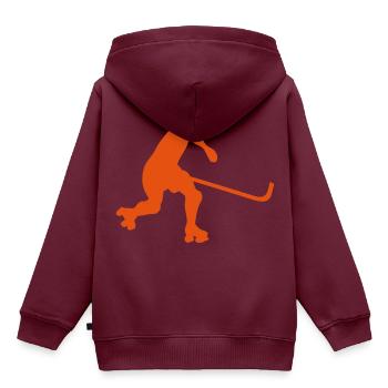 Eisbahn Hockey Silhouette Spieler 2 - Kinder Premium Organic Hoodie - Burgunderrot - Hinten - AI Model Kid Female (0cm)