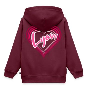 Lyon - Kinder Premium Organic Hoodie - Burgunderrot - Hinten - AI Model Kid Female (0cm)