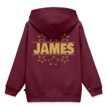 James - Kinder Premium Organic Hoodie - Burgunderrot - Hinten - AI Model Kid Female (0cm)