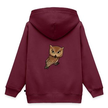 Chibi Owl - Kinder Premium Organic Hoodie - Burgunderrot - Hinten - AI Model Kid Female (0cm)