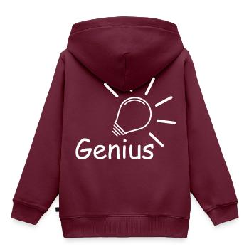 Glühbirne GENIUS - Kinder Premium Organic Hoodie - Burgunderrot - Hinten - AI Model Kid Female (0cm)