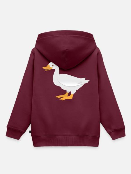 Stehende weiße Ente - Kinder Premium Organic Hoodie - Burgunderrot