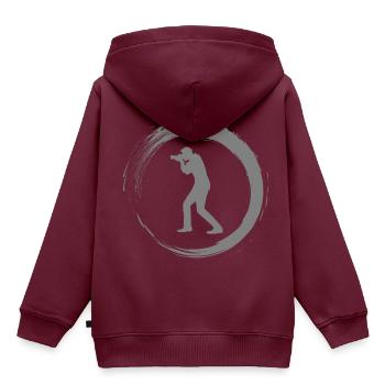 Fotograf - Kinder Premium Organic Hoodie - Burgunderrot - Hinten - AI Model Kid Female (0cm)