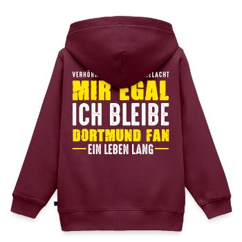 Dortmund Fan Ein Leben Lang Dortmunder Spruch - Kinder Premium Organic Hoodie - Burgunderrot - Hinten - AI Model Kid Female (0cm)