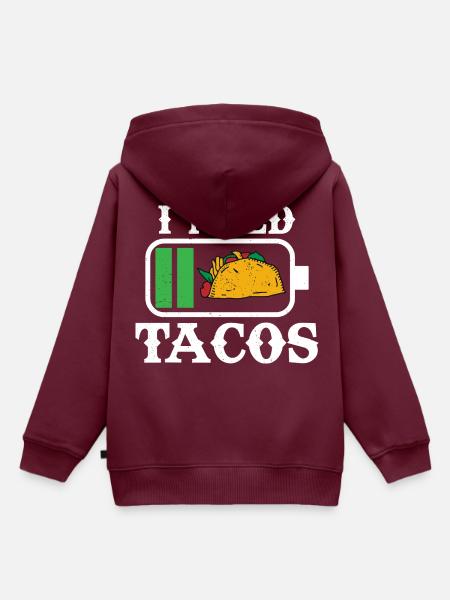 Funny I Needed Tacos - Kinder Premium Organic Hoodie - Burgunderrot