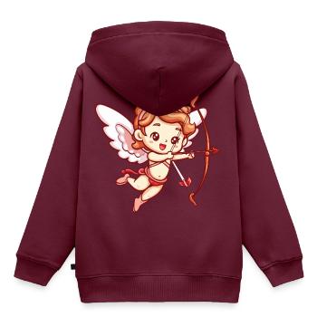 Engel Valentinstag Verliebt Cupid - Kinder Premium Organic Hoodie - Burgunderrot - Hinten - AI Model Kid Female (0cm)