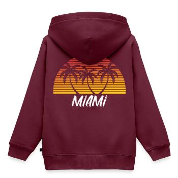 Miami - Kinder Premium Organic Hoodie - Burgunderrot - Hinten - AI Model Kid Female (0cm)