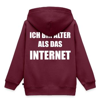 Ich bin älter als das INTERNET - Spruch - Kinder Premium Organic Hoodie - Burgunderrot - Hinten - AI Model Kid Female (0cm)