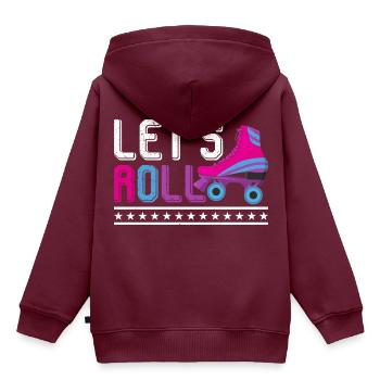 Retro Roller Skates Lets Roll - Kinder Premium Organic Hoodie - Burgunderrot - Hinten - AI Model Kid Female (0cm)