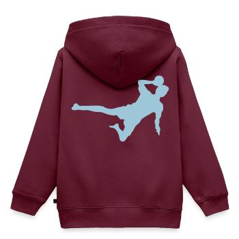 Schatten Silhouette Chukball - Kinder Premium Organic Hoodie - Burgunderrot - Hinten - AI Model Kid Female (0cm)