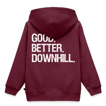 Downhill - Kinder Premium Organic Hoodie - Burgunderrot - Hinten - AI Model Kid Female (0cm)