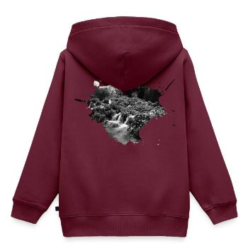 Kaskaden an den Plitvicer Seen Nationalpark HR sw - Kinder Premium Organic Hoodie - Burgunderrot - Hinten - AI Model Kid Female (0cm)