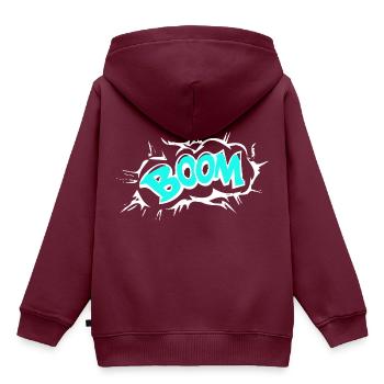 Comic BOOM - Kinder Premium Organic Hoodie - Burgunderrot - Hinten - AI Model Kid Female (0cm)
