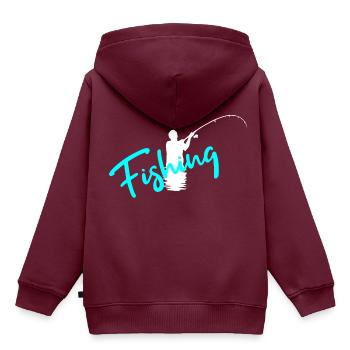 Fishing - Kinder Premium Organic Hoodie - Burgunderrot - Hinten - AI Model Kid Female (0cm)