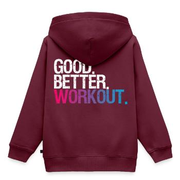 Workout - Kinder Premium Organic Hoodie - Burgunderrot - Hinten - AI Model Kid Female (0cm)