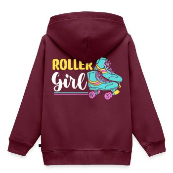 Retro 80's Roller Skate Girl - Kinder Premium Organic Hoodie - Burgunderrot - Hinten - AI Model Kid Female (0cm)