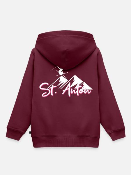 St anton - Kinder Premium Organic Hoodie - Burgunderrot