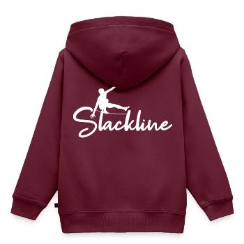 Slackline - Kinder Premium Organic Hoodie - Burgunderrot - Hinten - AI Model Kid Female (0cm)
