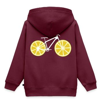 Zitronen-Fahrrad - Kinder Premium Organic Hoodie - Burgunderrot - Hinten - AI Model Kid Female (0cm)