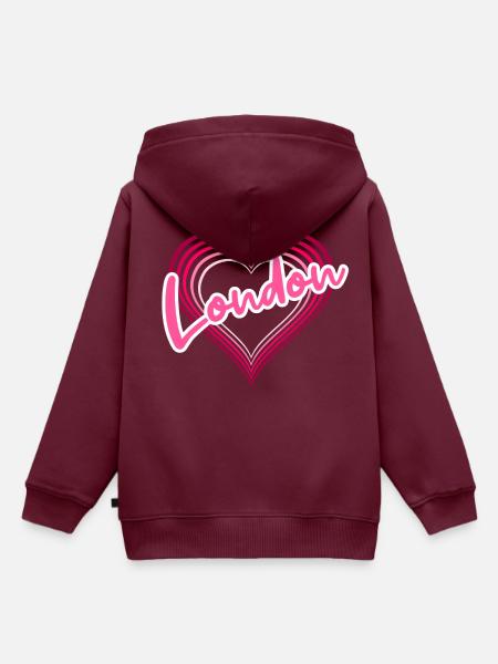 London - Kinder Premium Organic Hoodie - Burgunderrot