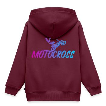 Motocross - Kinder Premium Organic Hoodie - Burgunderrot - Hinten - AI Model Kid Female (0cm)