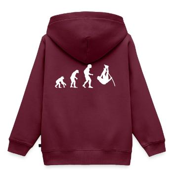 Evolution, Affen Stabhochspringer, Stabhochsprung - Kinder Premium Organic Hoodie - Burgunderrot - Hinten - AI Model Kid Female (0cm)