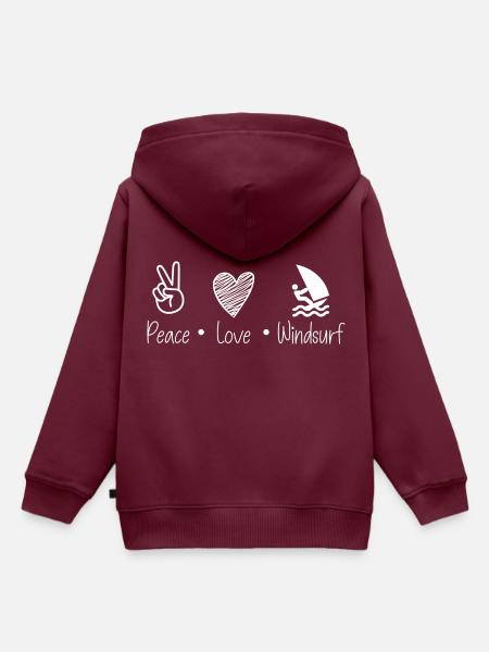 Frieden Liebe Windsurfen - Kinder Premium Organic Hoodie - Burgunderrot