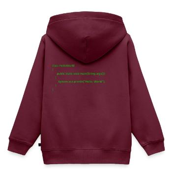 Java Hello World - Kinder Premium Organic Hoodie - Burgunderrot - Hinten - AI Model Kid Female (0cm)