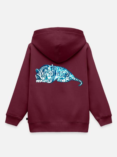 Shiny Tiger - Kinder Premium Organic Hoodie - Burgunderrot