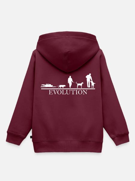 Evolution Gassi gehen Hund - Kinder Premium Organic Hoodie - Burgunderrot