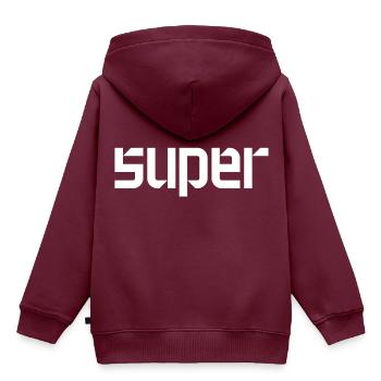 super - Kinder Premium Organic Hoodie - Burgunderrot - Hinten - AI Model Kid Female (0cm)