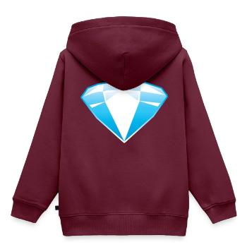 Blauer Juwel Diamant - Kinder Premium Organic Hoodie - Burgunderrot - Hinten - AI Model Kid Female (0cm)