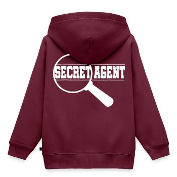 Secret Agent Spruch Lustig - Kinder Premium Organic Hoodie - Burgunderrot - Hinten - AI Model Kid Female (0cm)