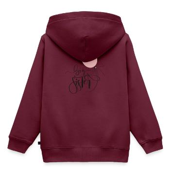 BIG Sister - Kinder Premium Organic Hoodie - Burgunderrot - Hinten - AI Model Kid Female (0cm)