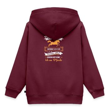 Pferde-Design - Kinder Premium Organic Hoodie - Burgunderrot - Hinten - AI Model Kid Female (0cm)