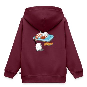 Schlafwandeln Sushi Reis Fisch Japanisch Geschenk - Kinder Premium Organic Hoodie - Burgunderrot - Hinten - AI Model Kid Female (0cm)