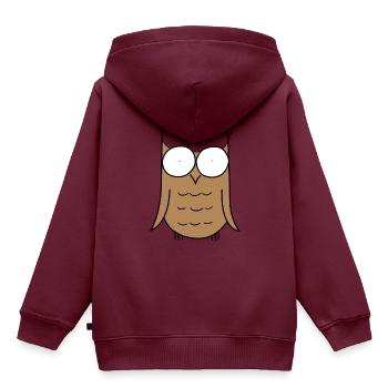 Eule - Kinder Premium Organic Hoodie - Burgunderrot - Hinten - AI Model Kid Female (0cm)