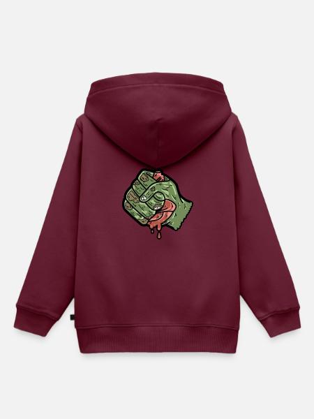 Zombie Hand Herz - Kinder Premium Organic Hoodie - Burgunderrot