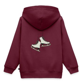 Schlittschuh - Kinder Premium Organic Hoodie - Burgunderrot - Hinten - AI Model Kid Female (0cm)