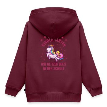 Kindergarten Abschied Mädchen Einhorn Glitzer - Kinder Premium Organic Hoodie - Burgunderrot - Hinten - AI Model Kid Female (0cm)