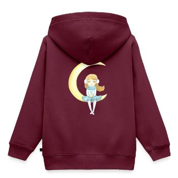 Luna - Kinder Premium Organic Hoodie - Burgunderrot - Hinten - AI Model Kid Female (0cm)