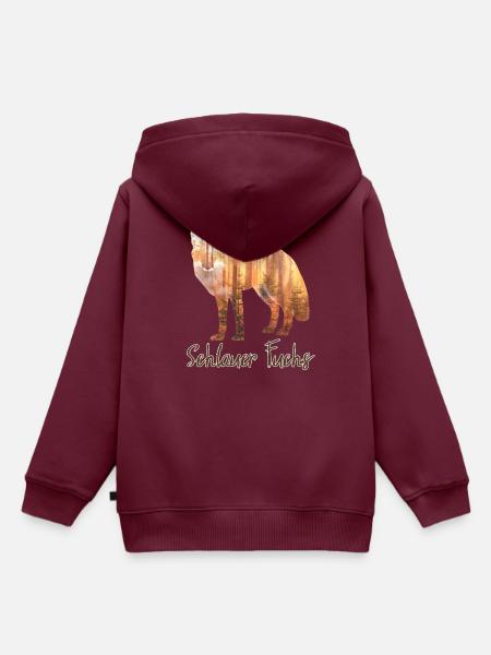 Schlauer Fuchs // Tiere, Wald und Natur Spruch - Kinder Premium Organic Hoodie - Burgunderrot