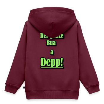 Der ganze Bua a Depp! - Kinder Premium Organic Hoodie - Burgunderrot - Hinten - AI Model Kid Female (0cm)