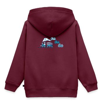 Lokomotive - Kinder Premium Organic Hoodie - Burgunderrot - Hinten - AI Model Kid Female (0cm)